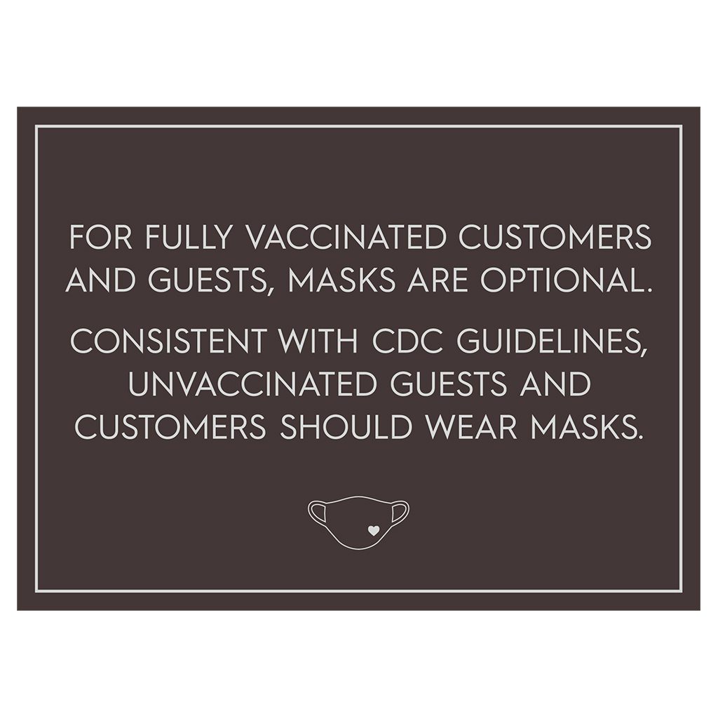 8904BR Brown Covid safety signs: Masks are optional. Hotel Signage Guidelines, Retail Store Signs, and Interior Office Signs.