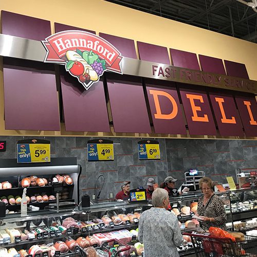 Indoor Retail Store Signage and POP kits for Hannaford from top premier sign company specializing in ADA guidelines.