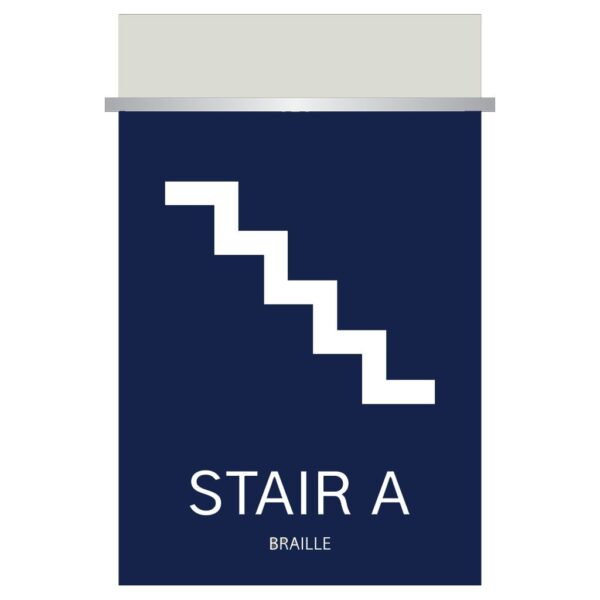 Blue Stair Signs for Hotels, Retail Stores, and office to match visual merchandising and visual decor by a premier sign company