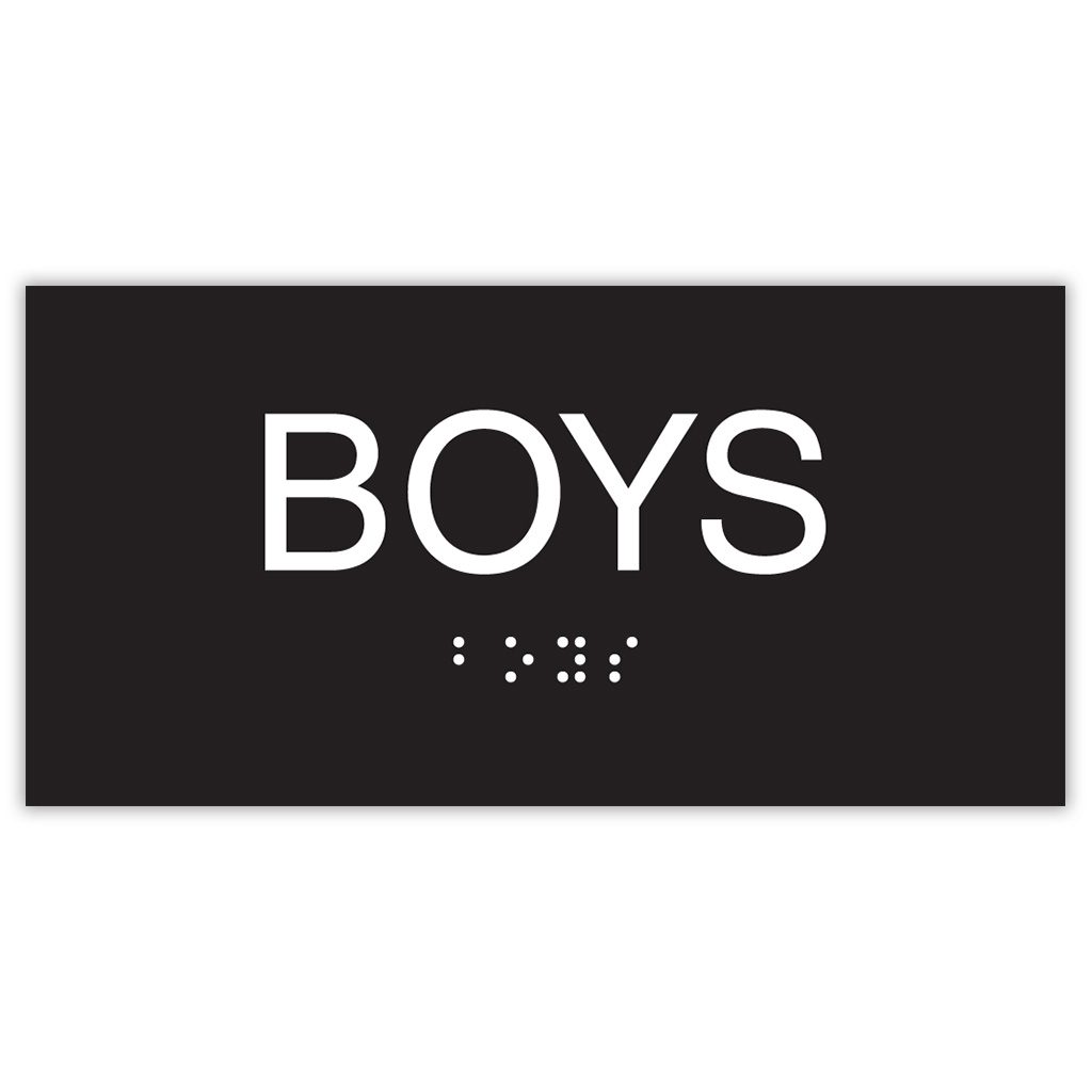 Boys ADA Restroom Signs - Boys Restroom Sign with Square Corners