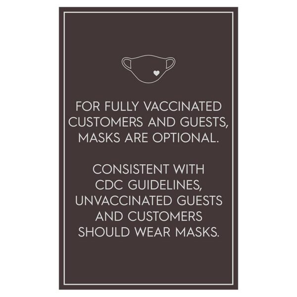 92361BR Brown Covid safety signs: Masks are optional. Hotel Signage Guidelines, Retail Store Signs, and Interior Office Signs.