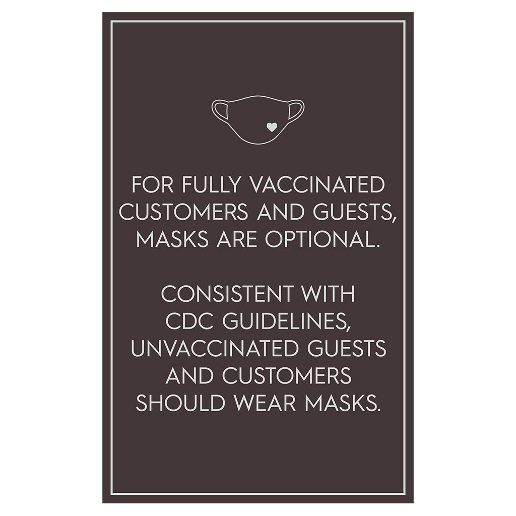 92361BR Brown Covid safety signs: Masks are optional. Hotel Signage Guidelines, Retail Store Signs, and Interior Office Signs.